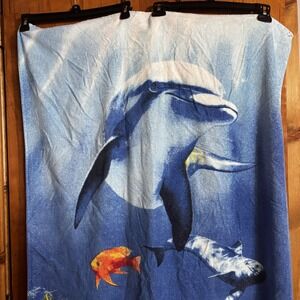 Vintage  Copa Royce Dolphin Tropical Fish  Beach Towel  Y2K